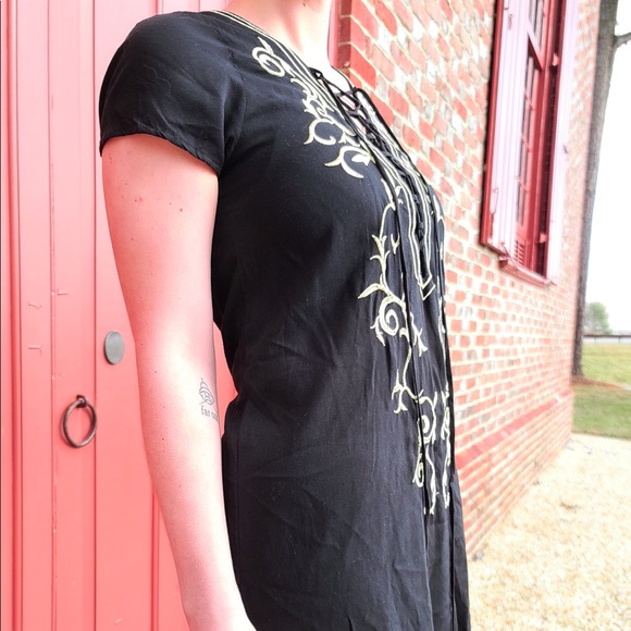 Embroidered Black Dress (tags on!) - Picture 5 of 7
